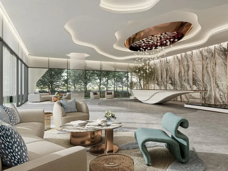 Lobby at 15 Cascade Featured by Versace Ceramics in Dubai Motor City