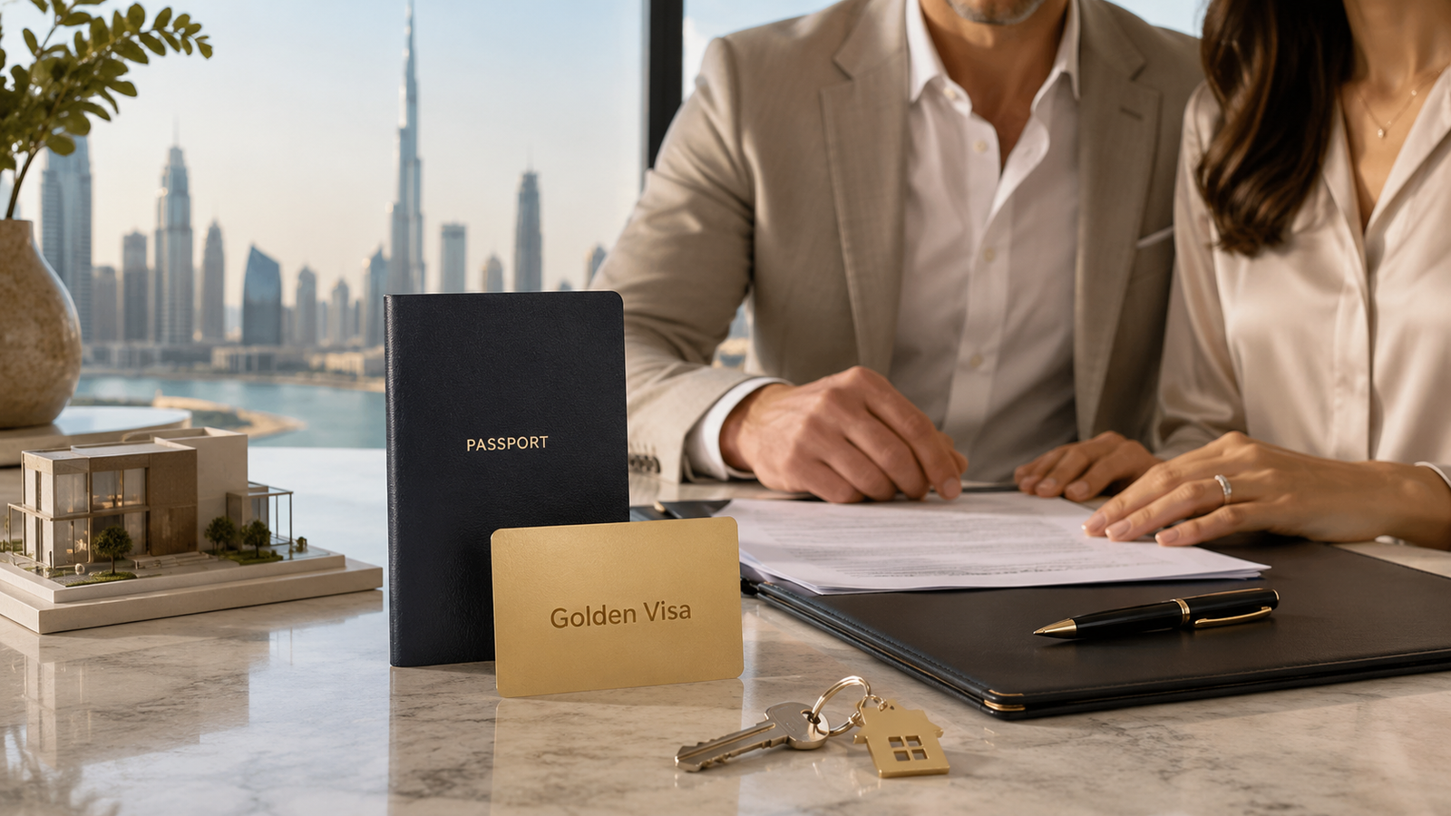 Foreign property buyer reviewing Dubai visa and Golden Visa residency options after purchasing real estate in Dubai