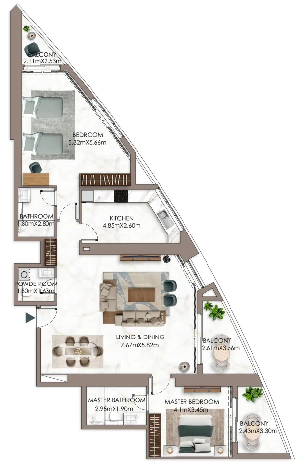 GJ Properties Ajman Pearl Tower floor plan