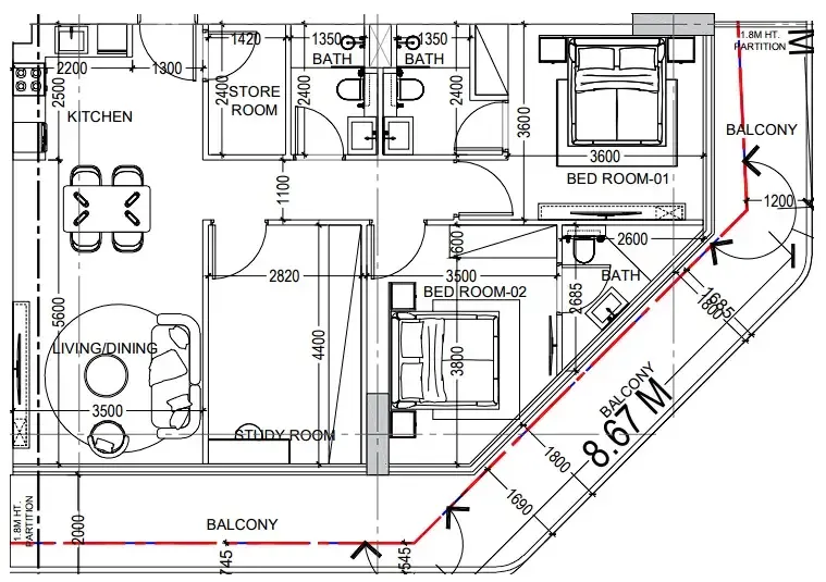 Dugasta Al Haseen Residences 6 floor plan