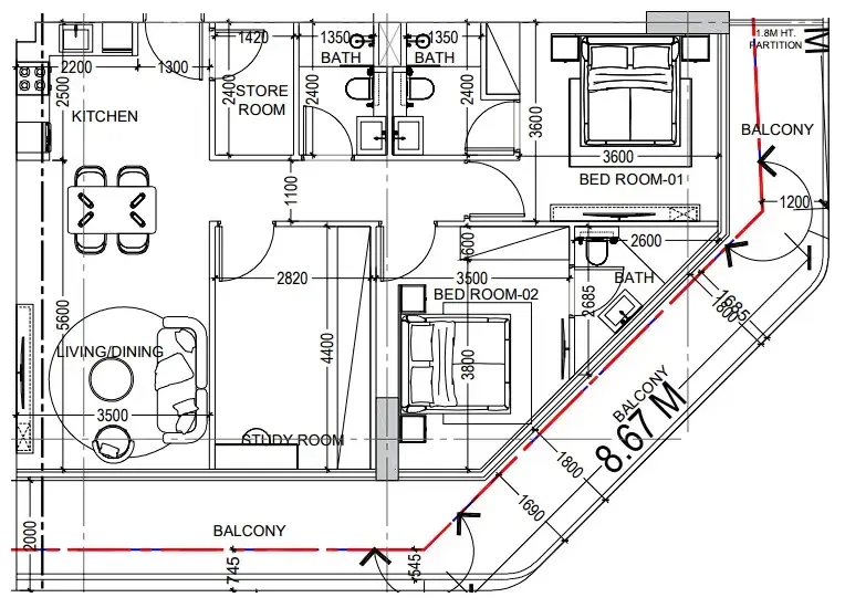 Dugasta Al Haseen Residences 6 floor plan