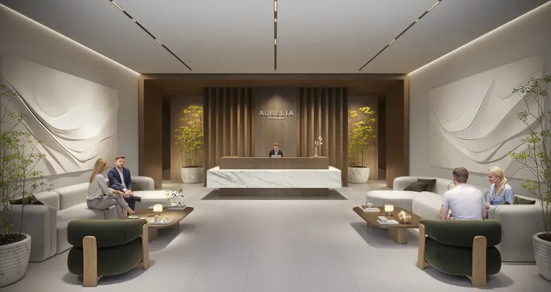 Lobby at AUREL1A Residence in Dubai Sports City Dubai