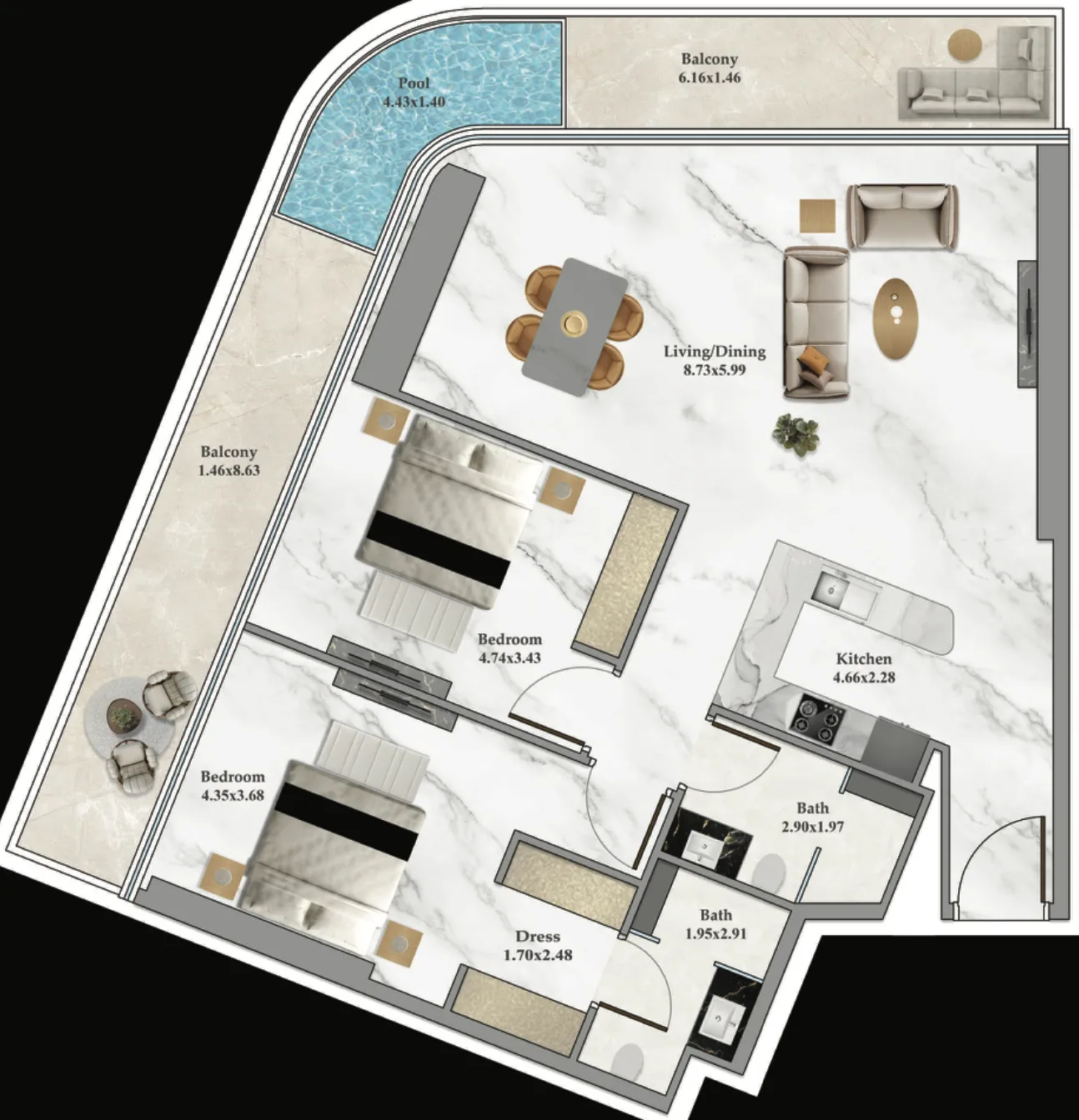 Danube Bayz 102 floor plan