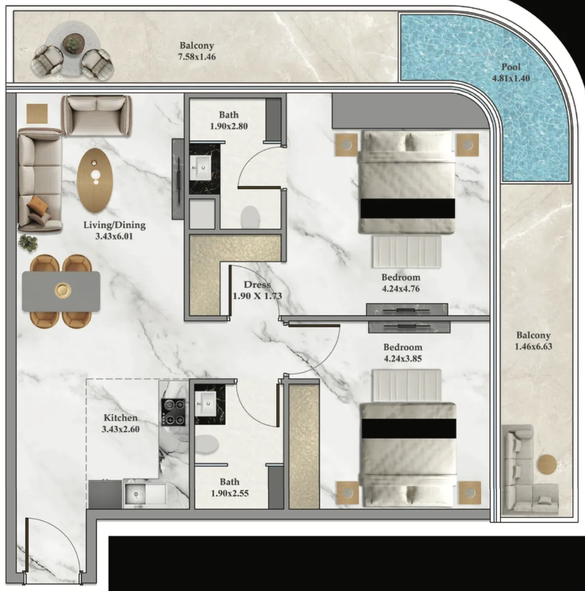 Danube Bayz 102 floor plan