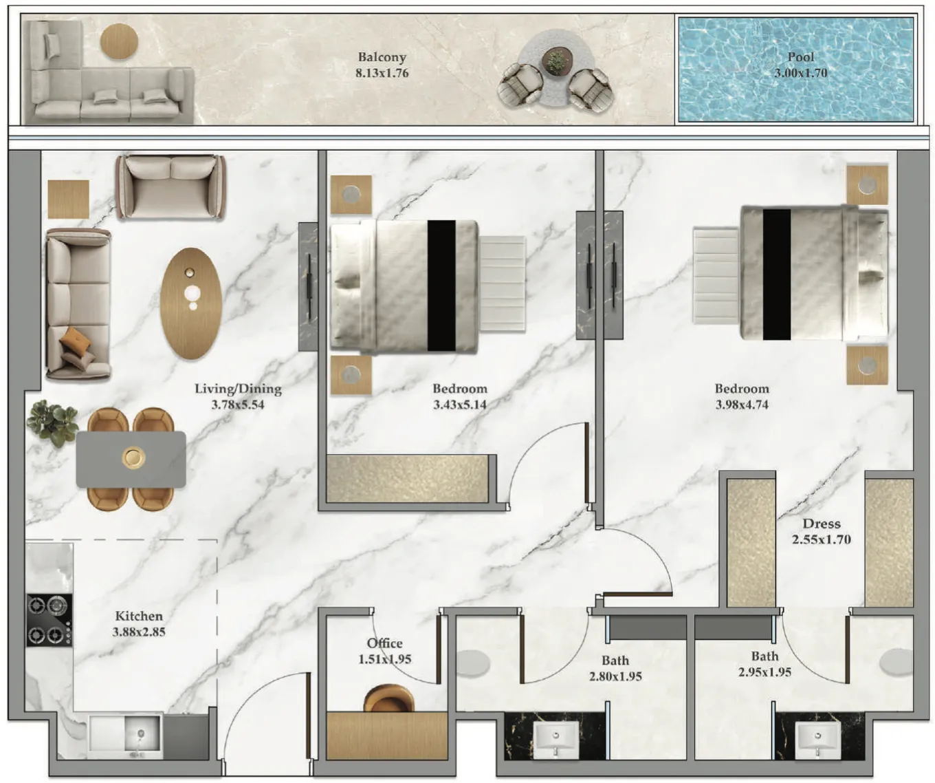 Danube Bayz 102 floor plan