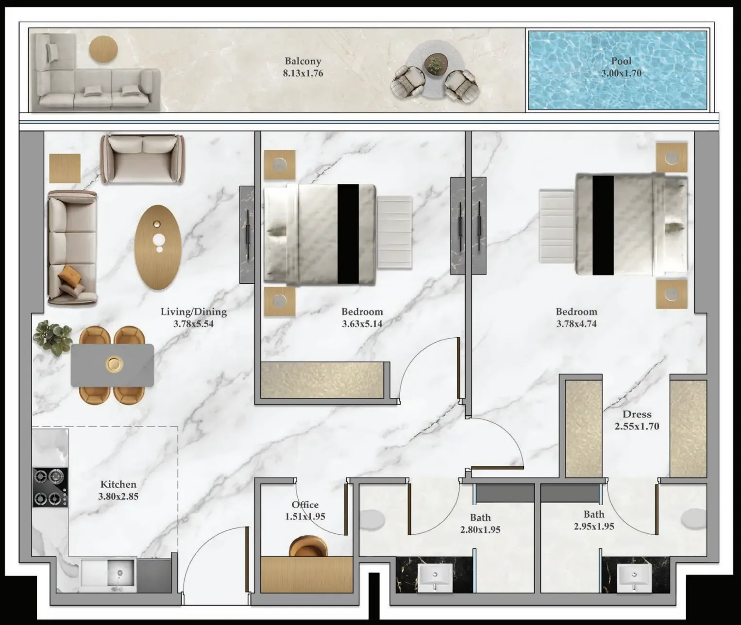 Danube Bayz 102 floor plan