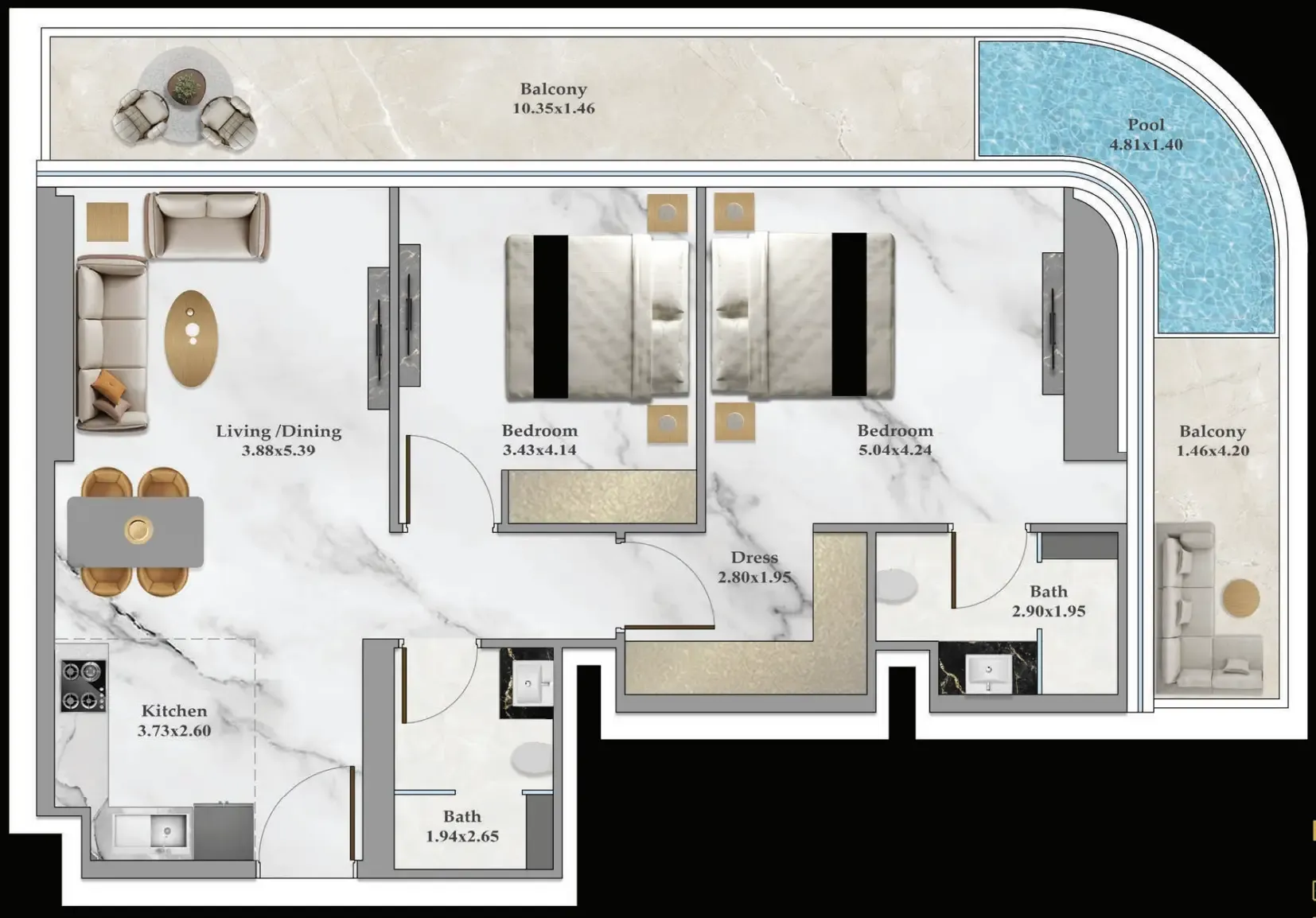 Danube Bayz 102 floor plan