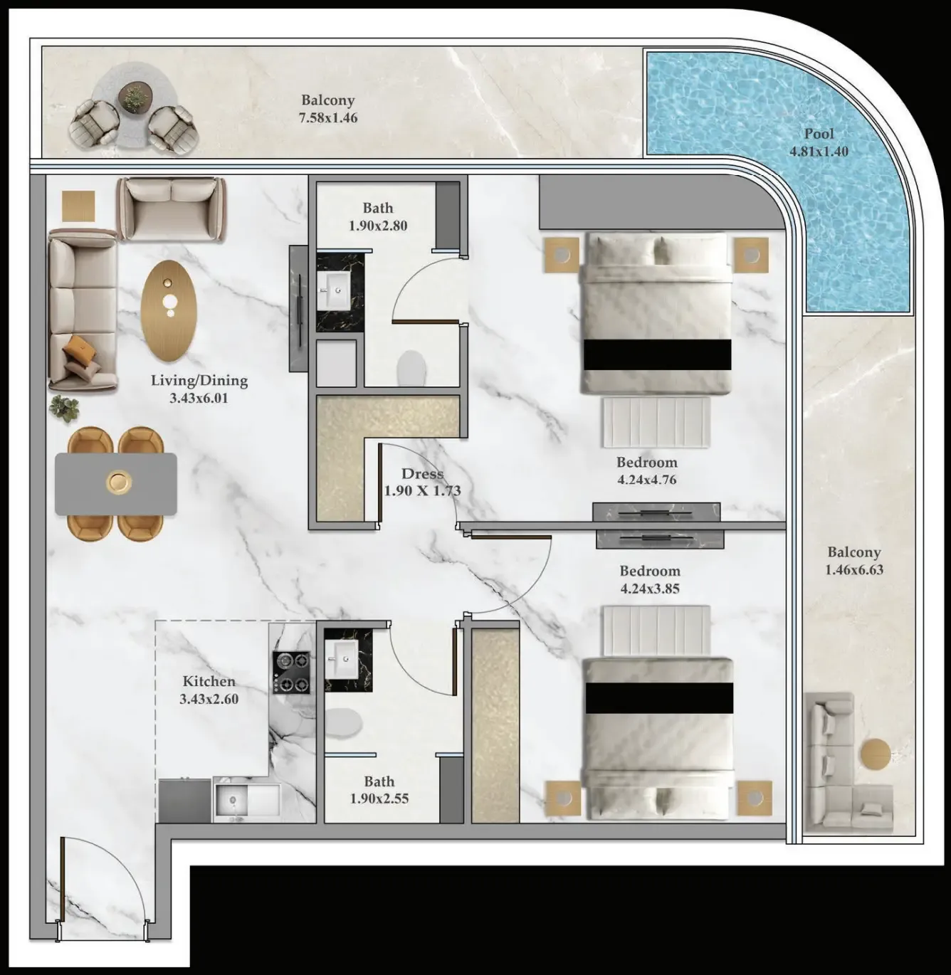 Danube Bayz 102 floor plan
