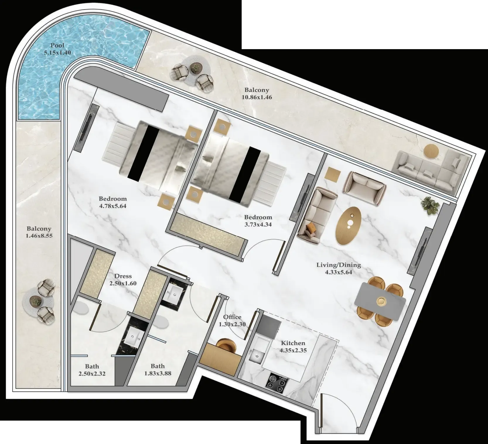 Danube Bayz 102 floor plan