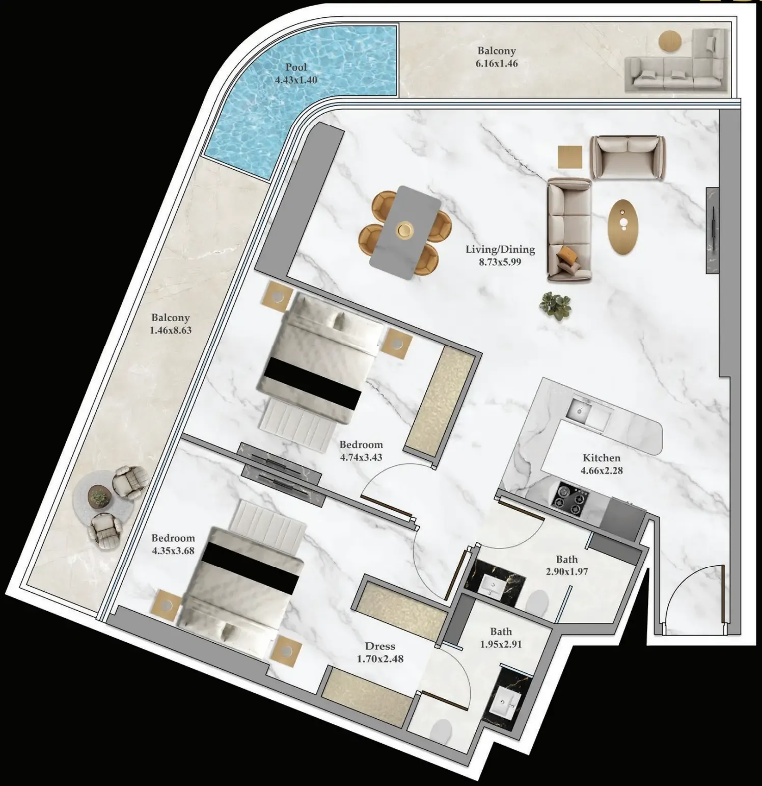 Danube Bayz 102 floor plan