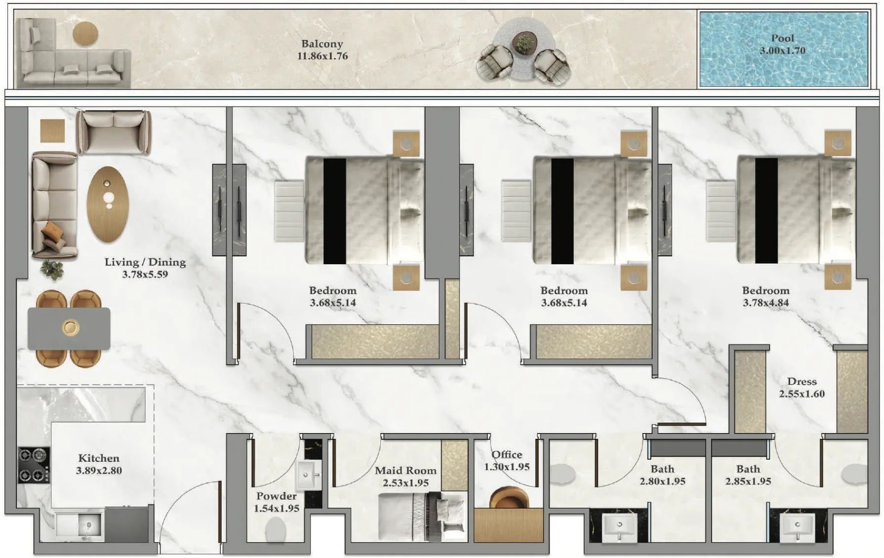 Danube Bayz 102 floor plan