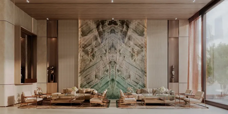 Lobby at Binghatti Luxuria in JVT (Jumeirah Village Triangle) Dubai