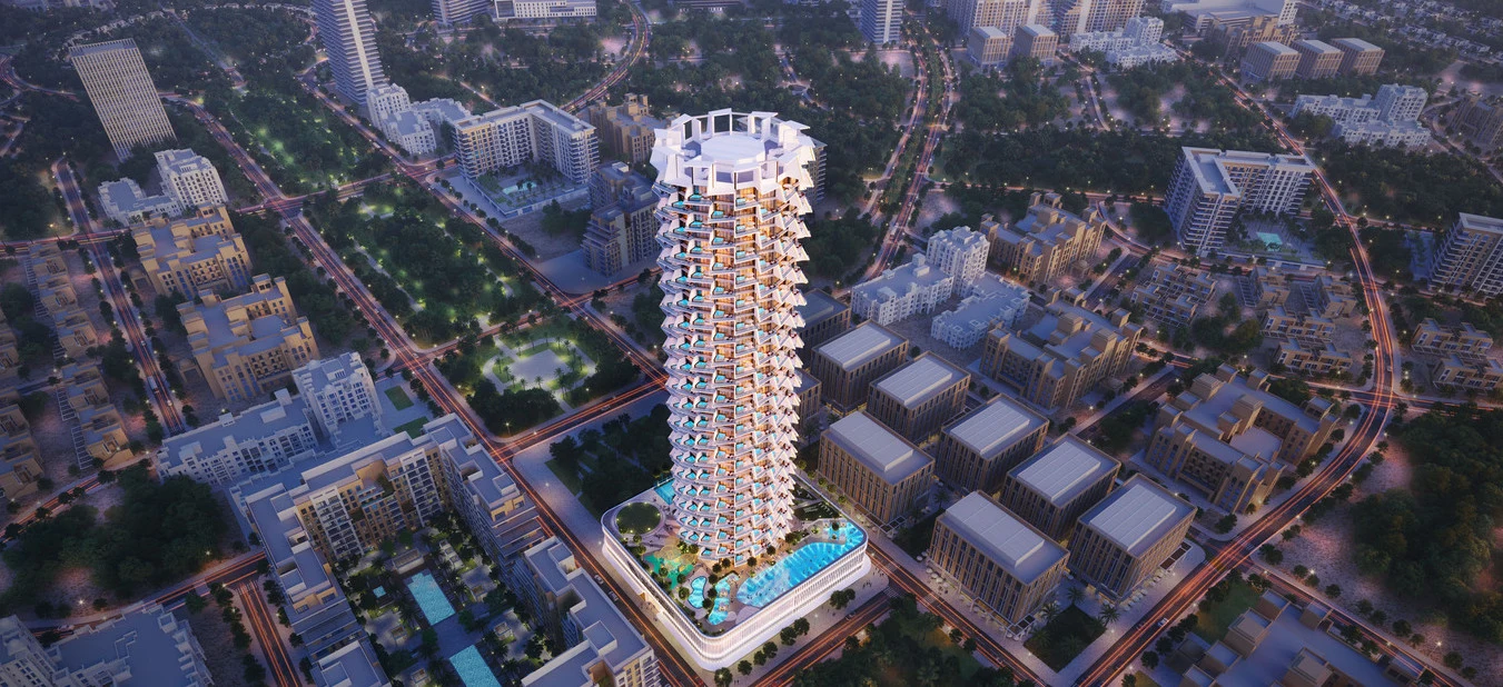 Binghatti Phantom apartment tower in Jumeirah Village Circle, Dubai