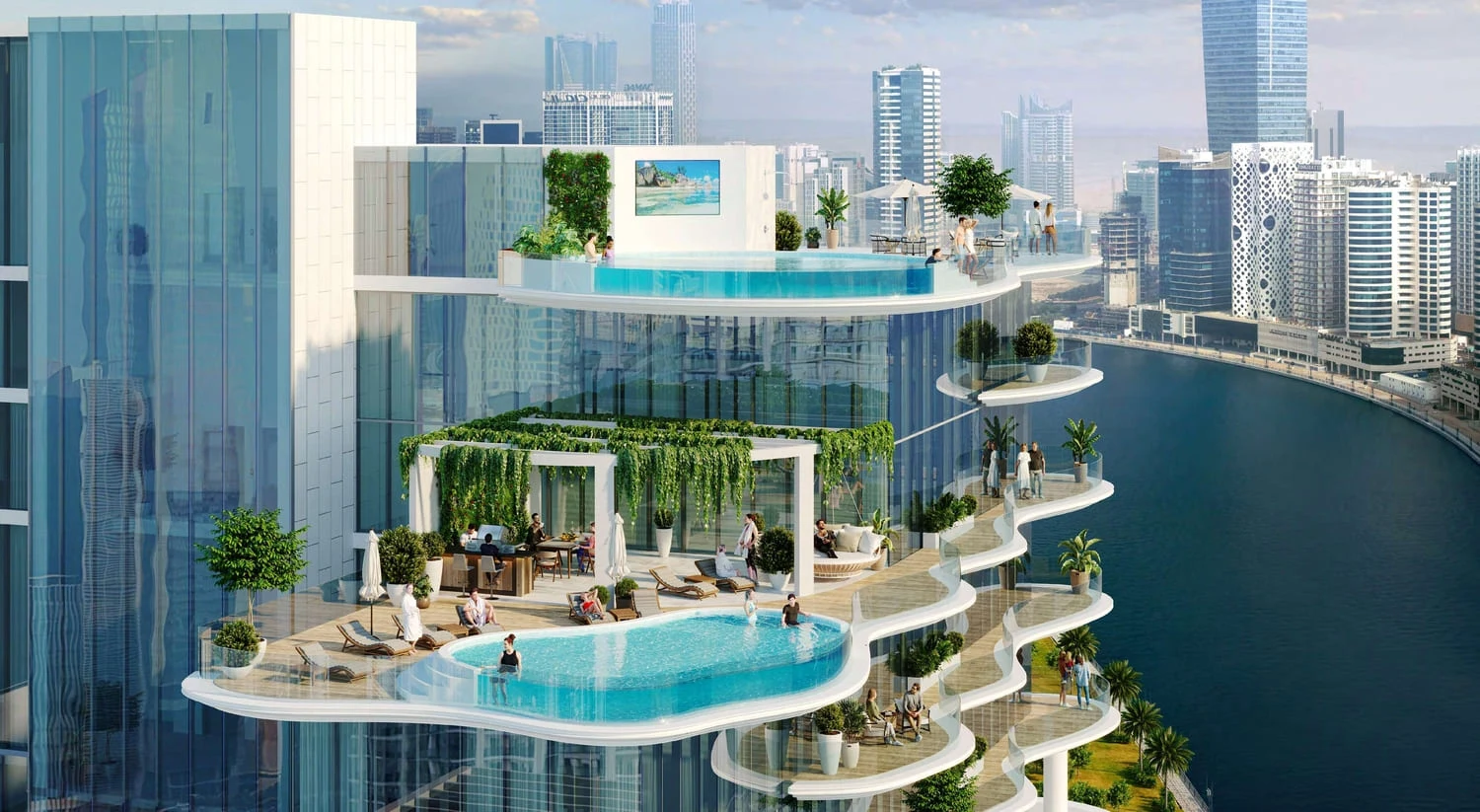 Exterior at Chic Tower in Business Bay Dubai