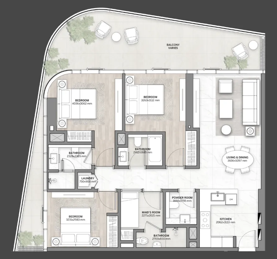 Dar Global DG1 Living floor plan