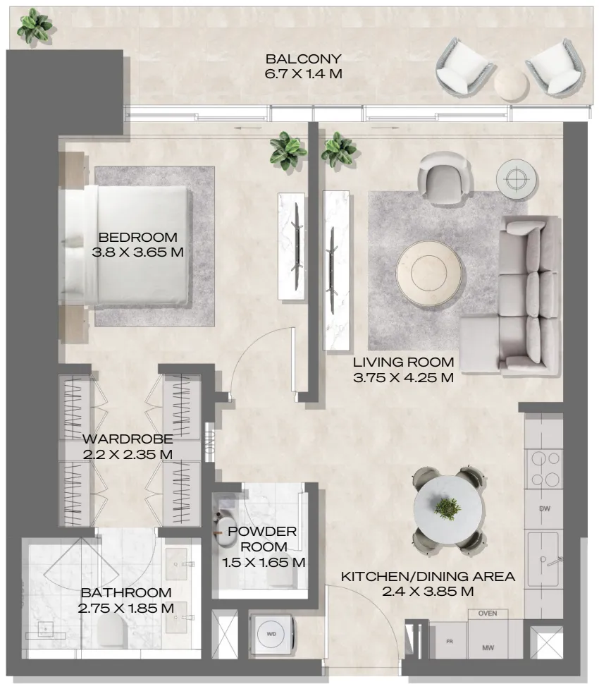 Deyaar DWTN Residences floor plan