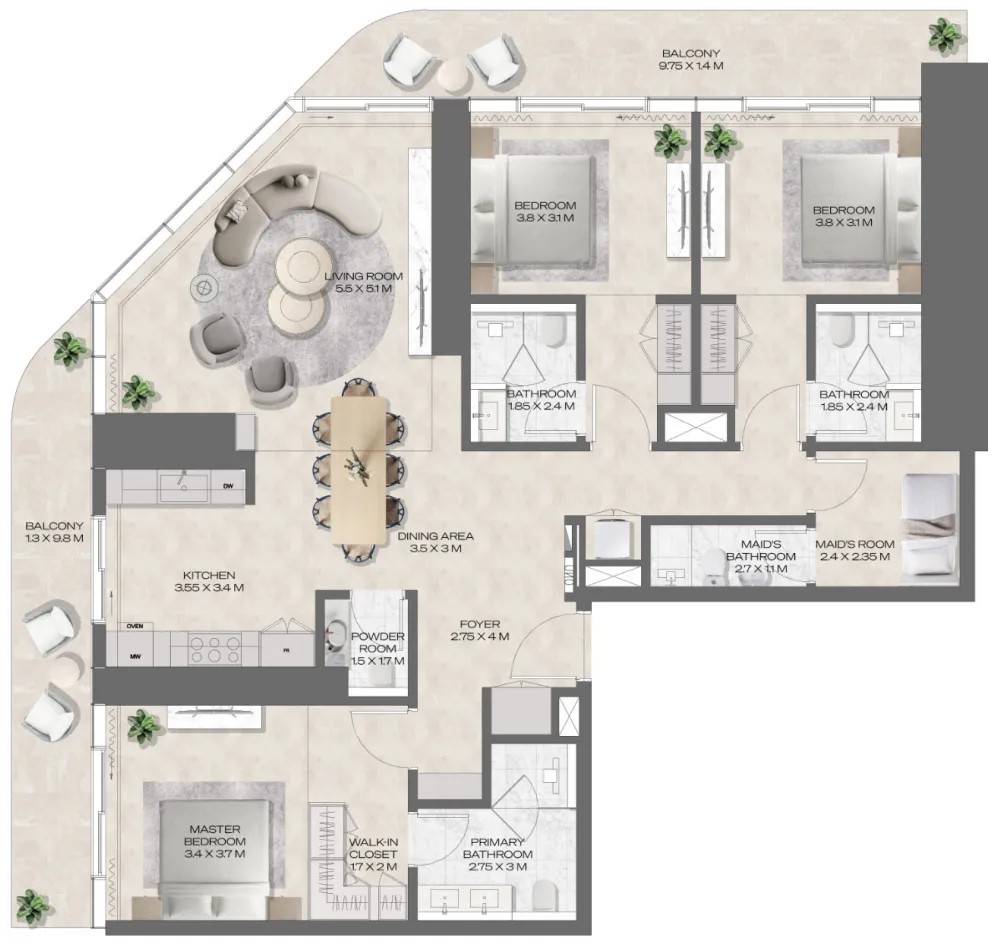 Deyaar DWTN Residences floor plan