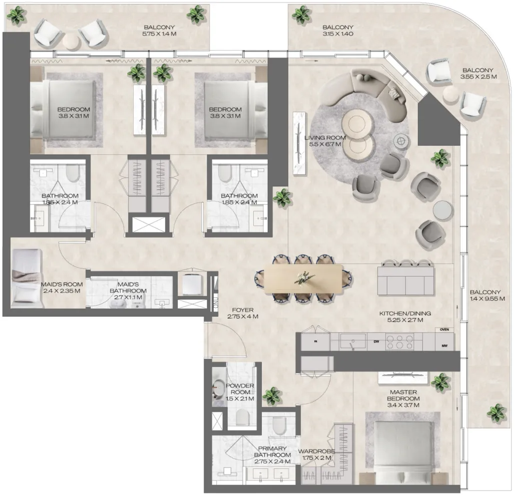 Deyaar DWTN Residences floor plan