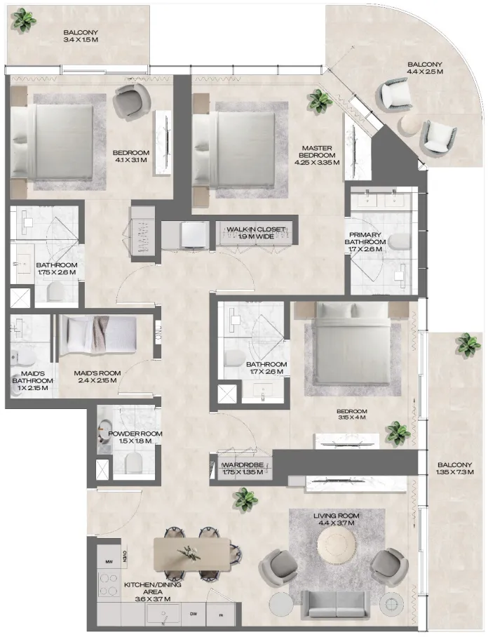 Deyaar DWTN Residences floor plan
