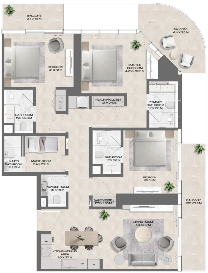 Deyaar DWTN Residences floor plan