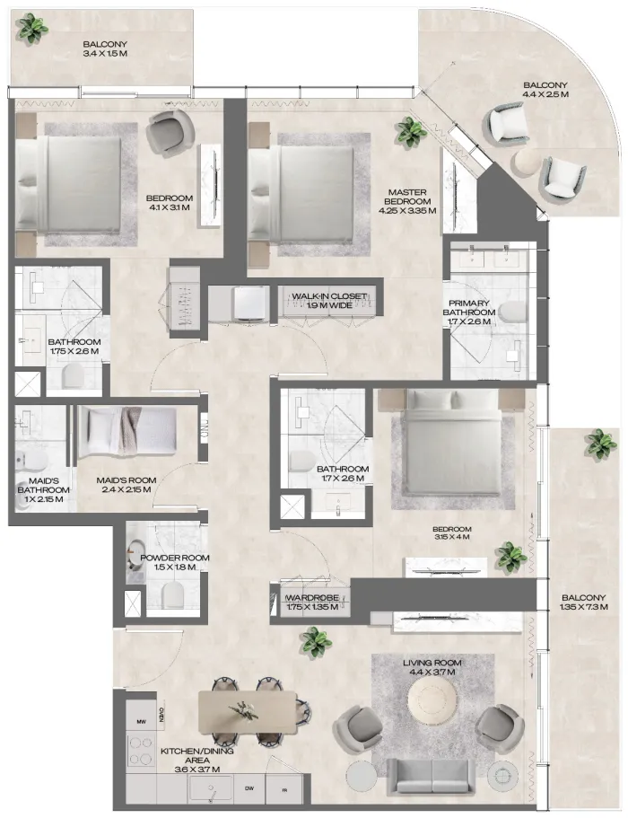 Deyaar DWTN Residences floor plan