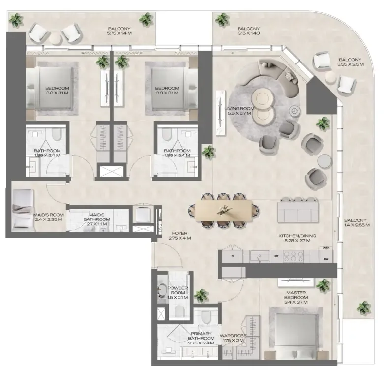 Deyaar DWTN Residences floor plan