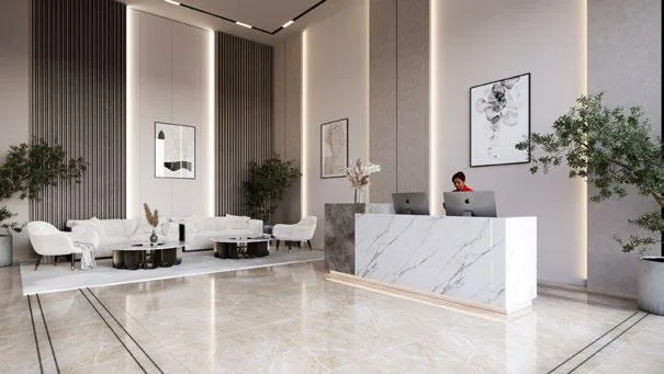 Lobby at Evora Residences in Jebel Ali Village Dubai