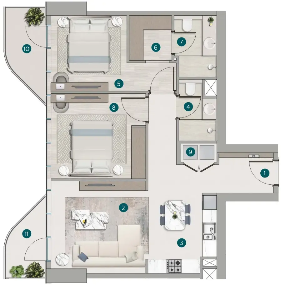 Calgary Properties L.L.C Flora Shore Beachside Residences floor plan