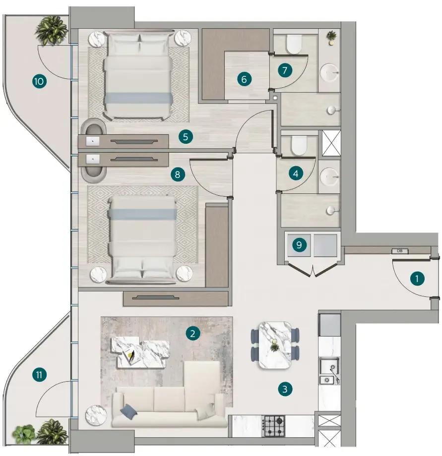 Calgary Properties L.L.C Flora Shore Beachside Residences floor plan