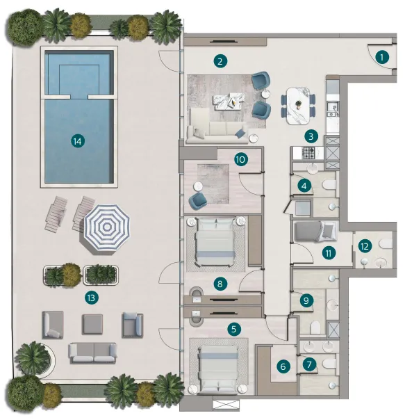 Calgary Properties L.L.C Flora Shore Beachside Residences floor plan