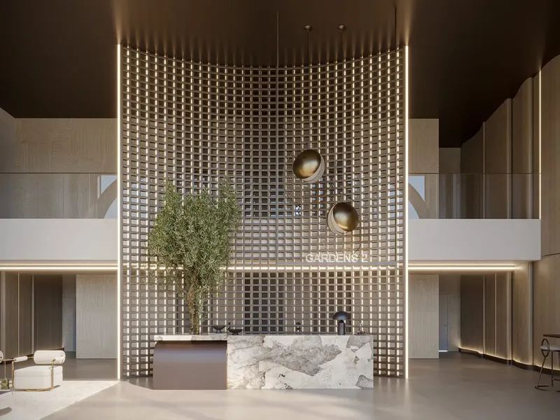 Lobby at Gardens 2 in Arjan Dubai