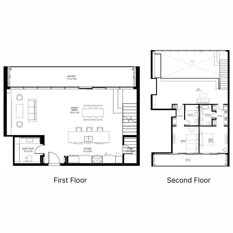 Arada il teatro Residences 1 and 2 floor plan