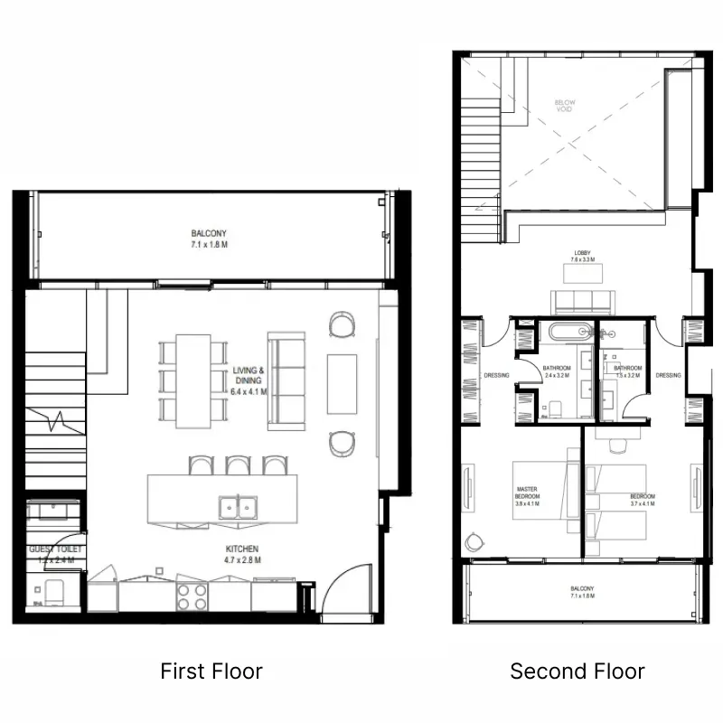 Arada il teatro Residences 1 and 2 floor plan
