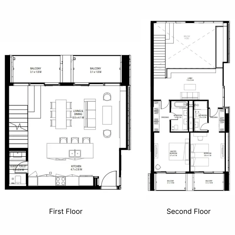 Arada il teatro Residences 1 and 2 floor plan