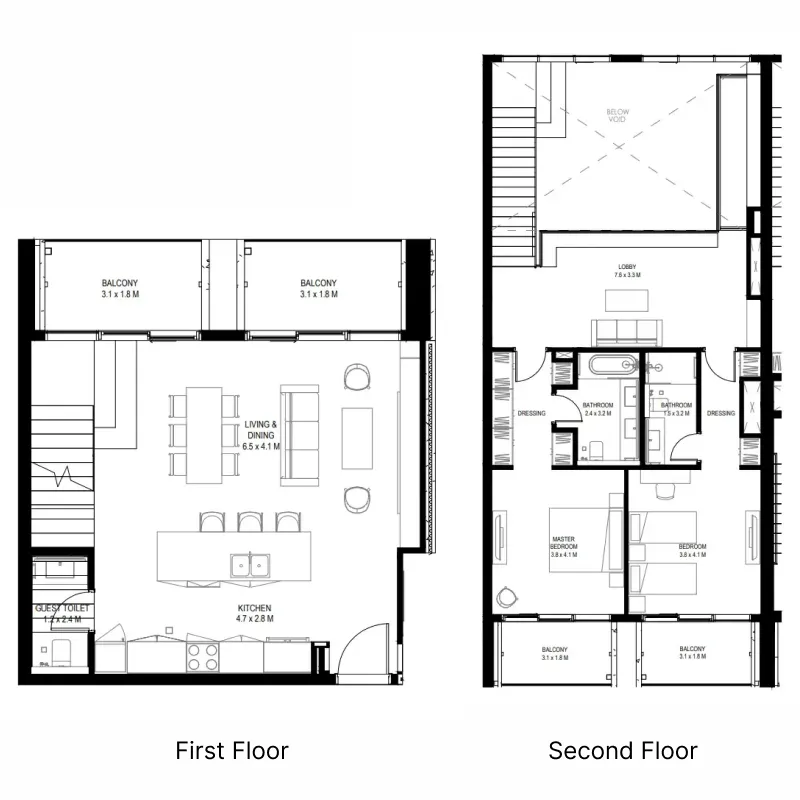 Arada il teatro Residences 1 and 2 floor plan