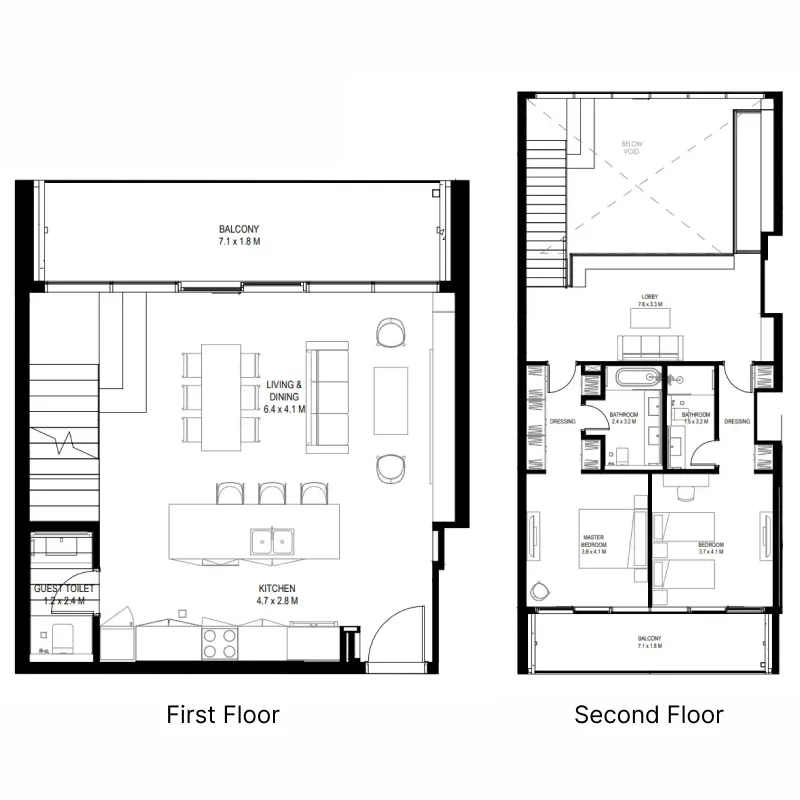 Arada il teatro Residences 1 and 2 floor plan