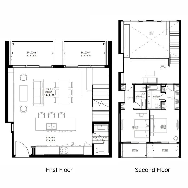 Arada il teatro Residences 1 and 2 floor plan