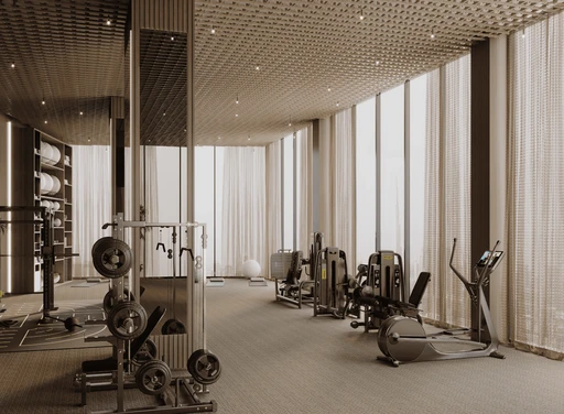 Indoor Gym amenity image at Binghatti Pinnacle
