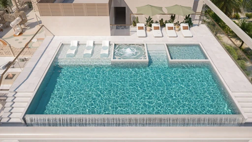 Infinity Pool & Sunbathing Area amenity image at Rivo