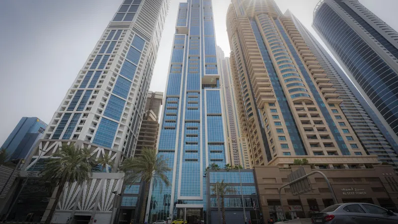 Exterior at Marina Arcade Tower in Dubai Marina Dubai