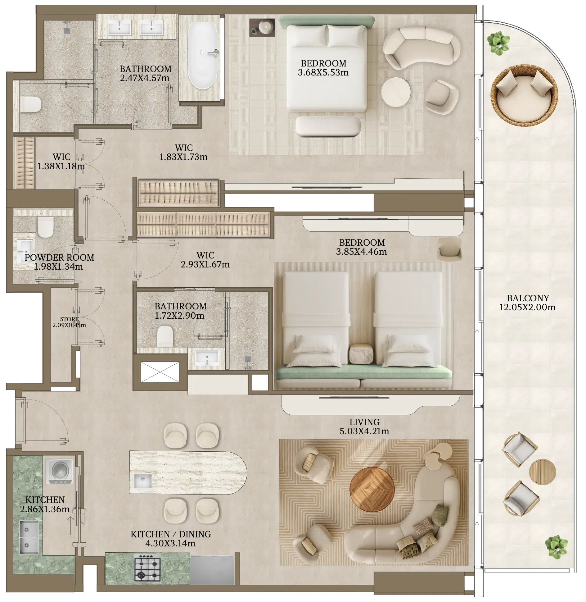 Abu Dhabi National Hotels Nasim Al Bahr Residences floor plan