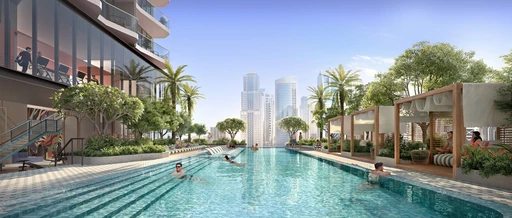 Outdoor Semi-Olympic Leisure Pool amenity image at Rove Home Dubai Marina