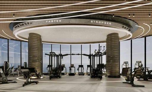 Panoramic Sea View Gym amenity image at Amra Residences