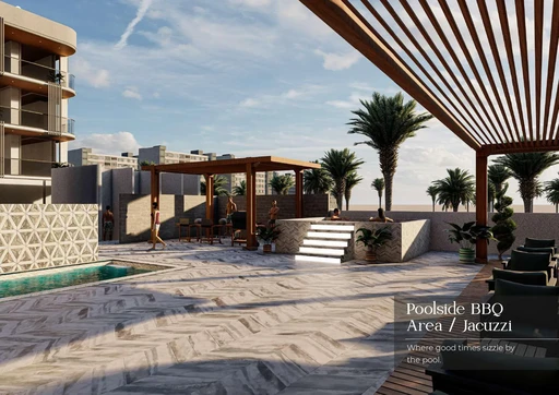 Poolside Barbeque Area amenity image at Golden Woods Albab Views