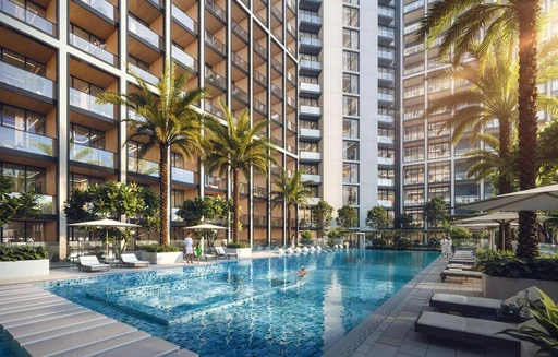 Poolside Deck amenity image at Binghatti Elite