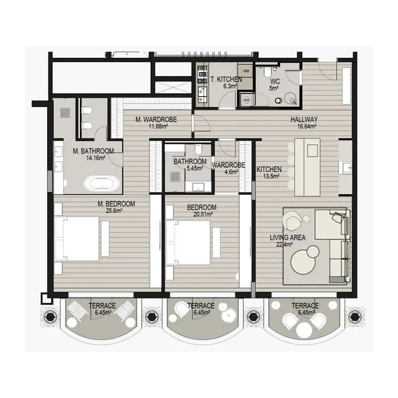 Emerald Palace Group Raffles The Palm Dubai floor plan