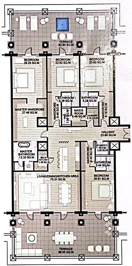 Emerald Palace Group Raffles The Palm Dubai floor plan