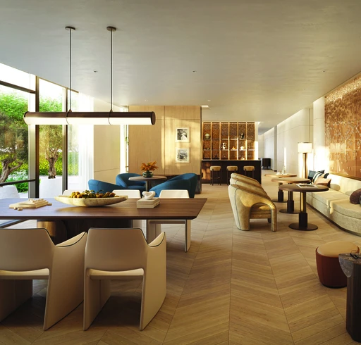 Residents' Cafe & Co-Working Lounge amenity image at Residences Du Port Autograph Collection
