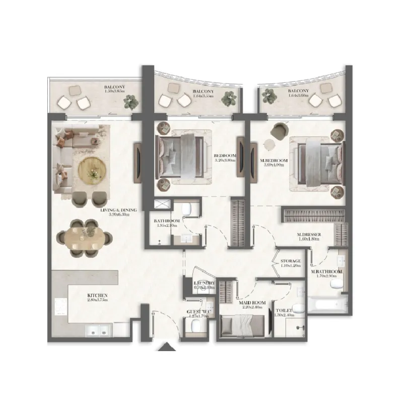 Royal Development Holding Rotana Residences South Tower floor plan