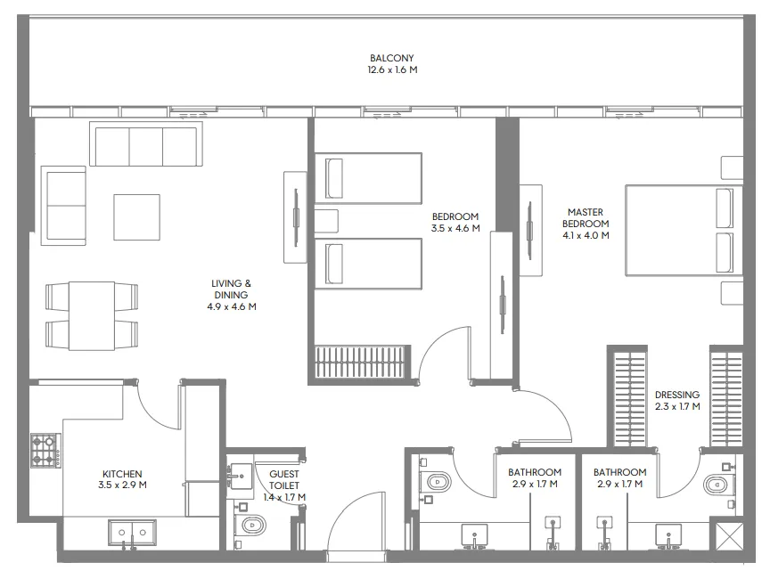 Arada The Gate 3 and 4 floor plan